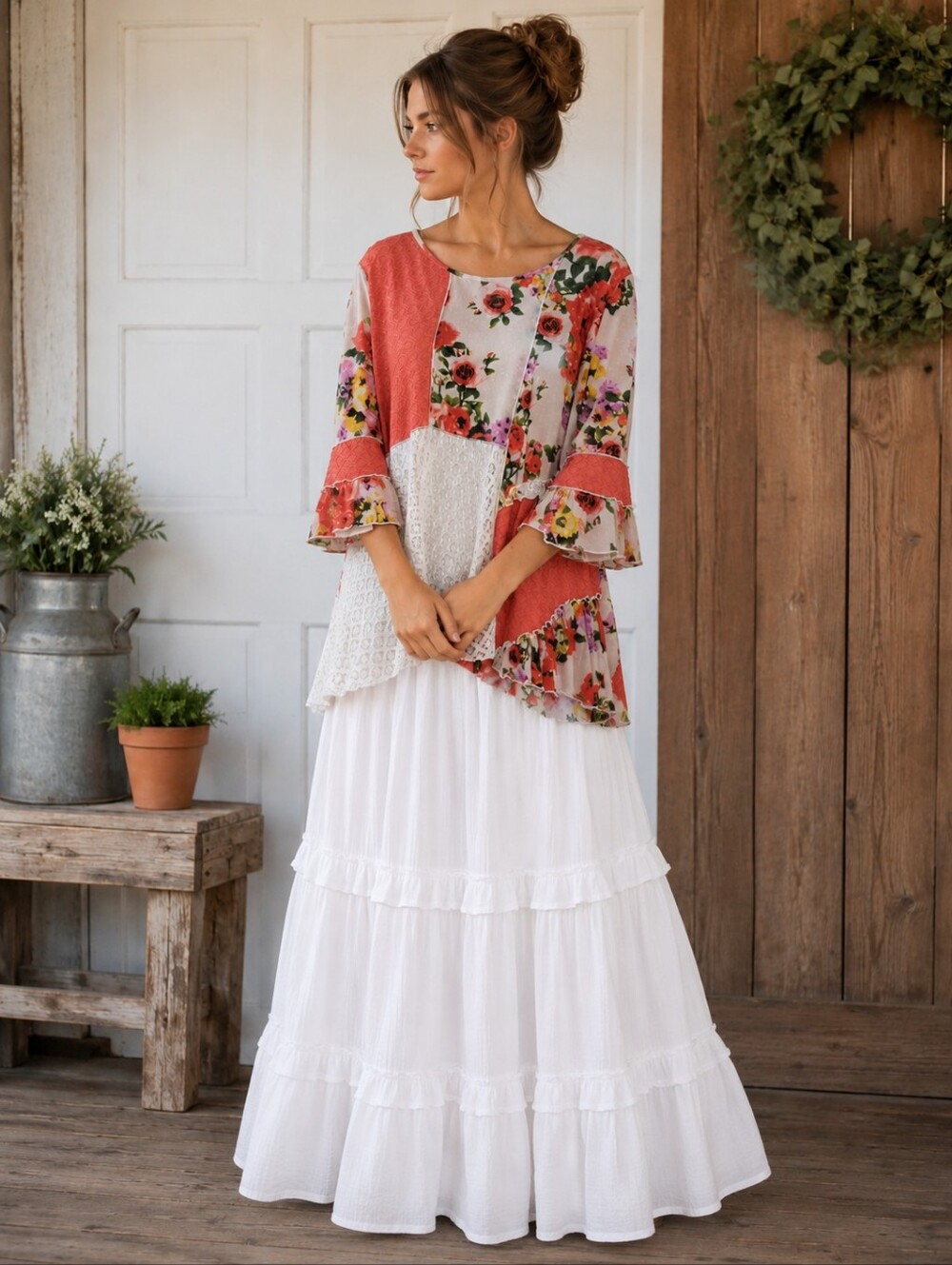 Calessa Coral Patchwork Tunic